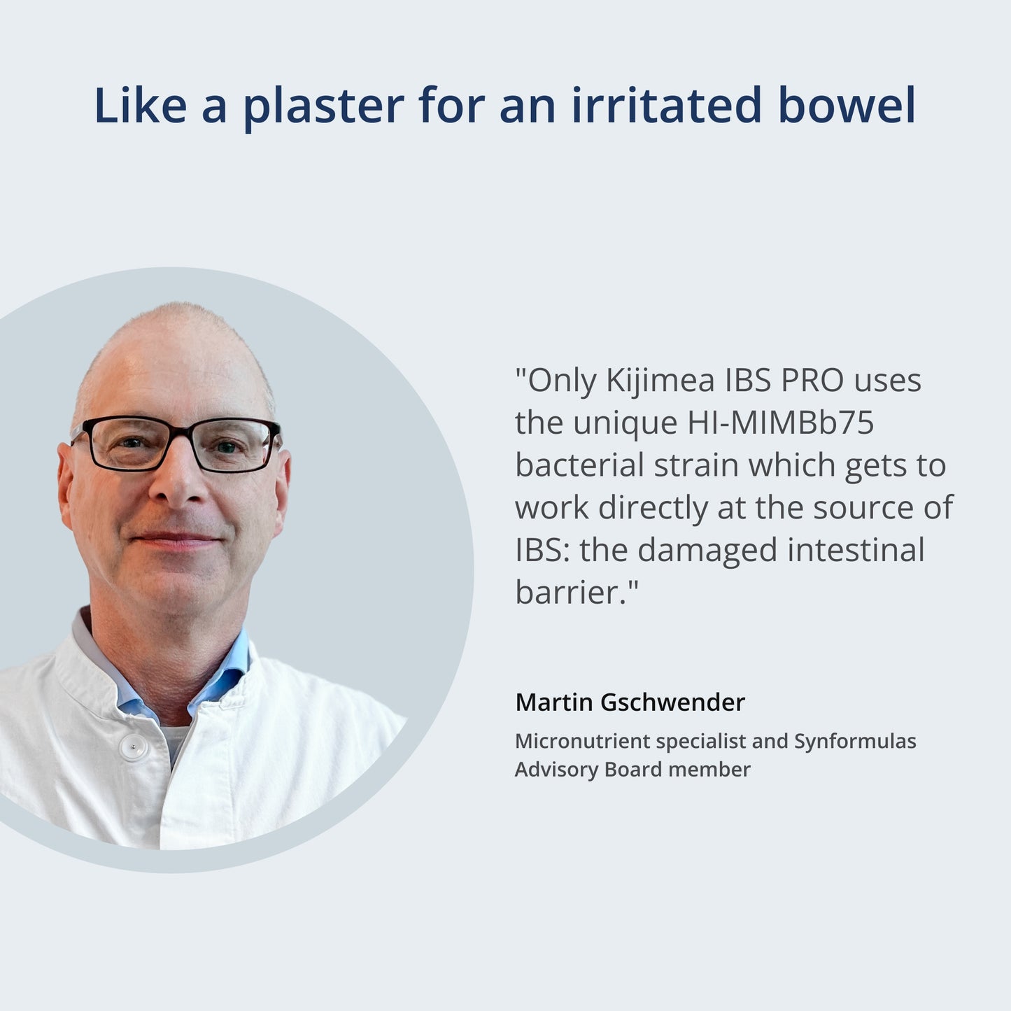 A picture of and quote from Martin Gschwender (Micronutrient specialist and Synformulas Advisory Board member)